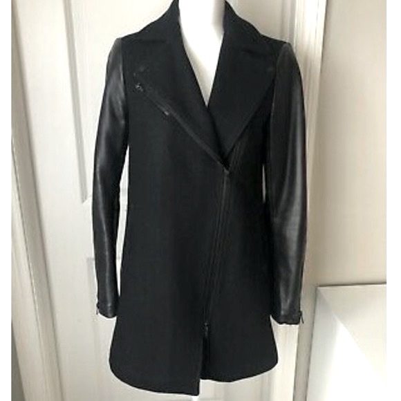 Soia & Kyo Jackets & Blazers - Soia & Kyo Black Wool Coat with Leather Sleeves